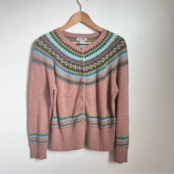 Tiara International Sweaters - Vintage Fair‎ Isle Multicolor Cardigan Sweater